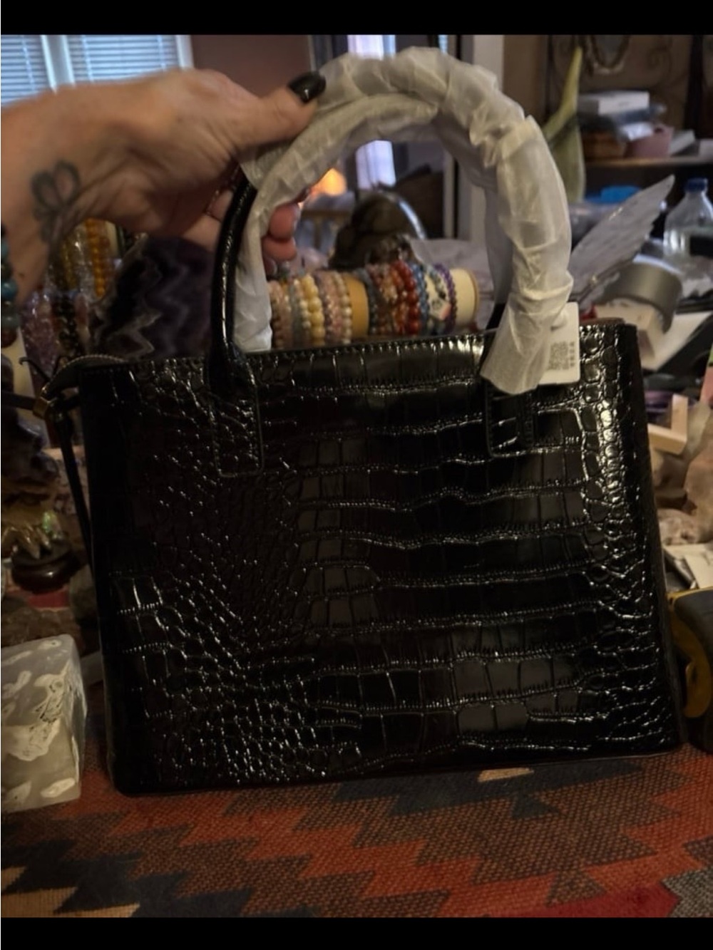 Black Crocodile Leather Purse - Picture 3 of 6